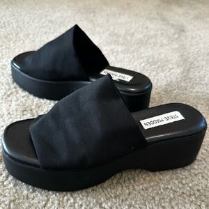 Steve Madden Black Platform Slide Sandals
